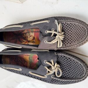 Sperry Men's Charcoal Perforated Boat Shoes
